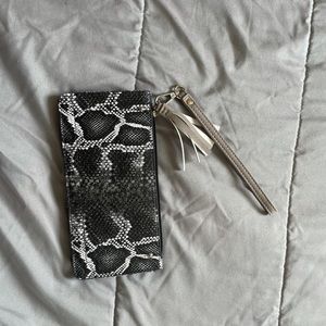 Faux snakeskin wristlet